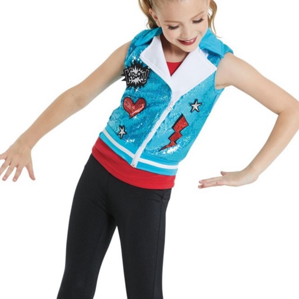 Weissman Dance vest Kaboom w/ blue sequin hip hop
